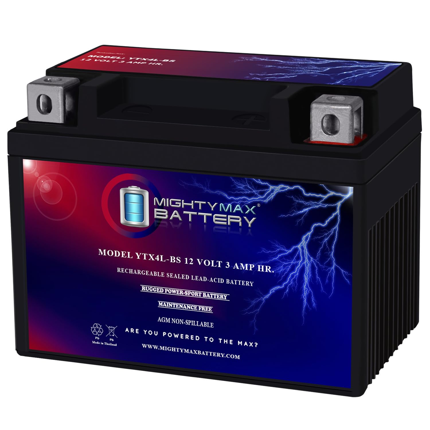 Mighty Max Battery Ytx4L-Bs Replacement For 1999-03 E-Ton Axl, Txl, Nxl, Rxl 50 And 90Cc