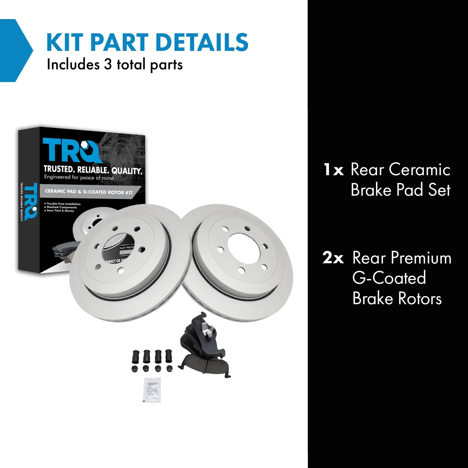 Trq Rear Brake Pad & Rotor Kit Brake Pads Brake Rotor Ceramic Vented Premium G-Coated Compatible With 2007-2017 Ford Expedition