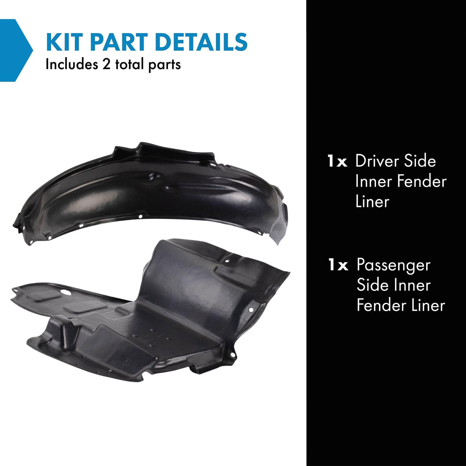 Trq Inner Fender Liner Set Compatible With 1993-2001 Subaru Impreza Su1248102 Su1249101