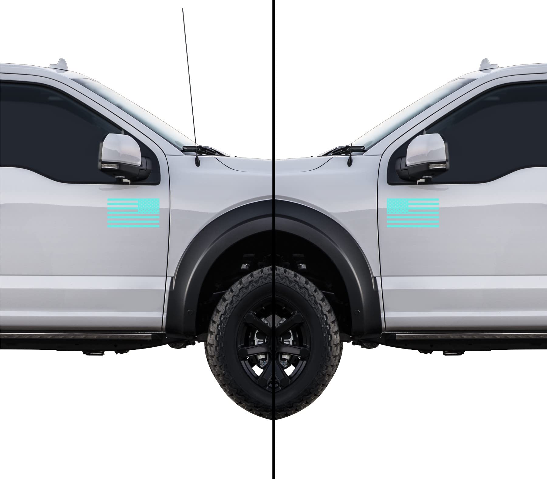 American Us Flag [Pick Color/Size] Vinyl Decal Sticker For Laptop/Car/Truck/Window/Bumper (10In Subdued Pair, Matte Tiffany Blue