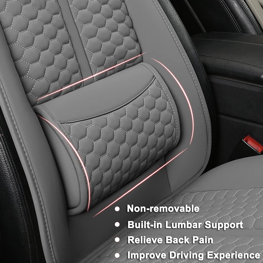 Black Panther Car Seats Covers, 1 Pair Universal Sideless Driver Seat Protectors With Lumbar Support And Headrest Covers (Gray)