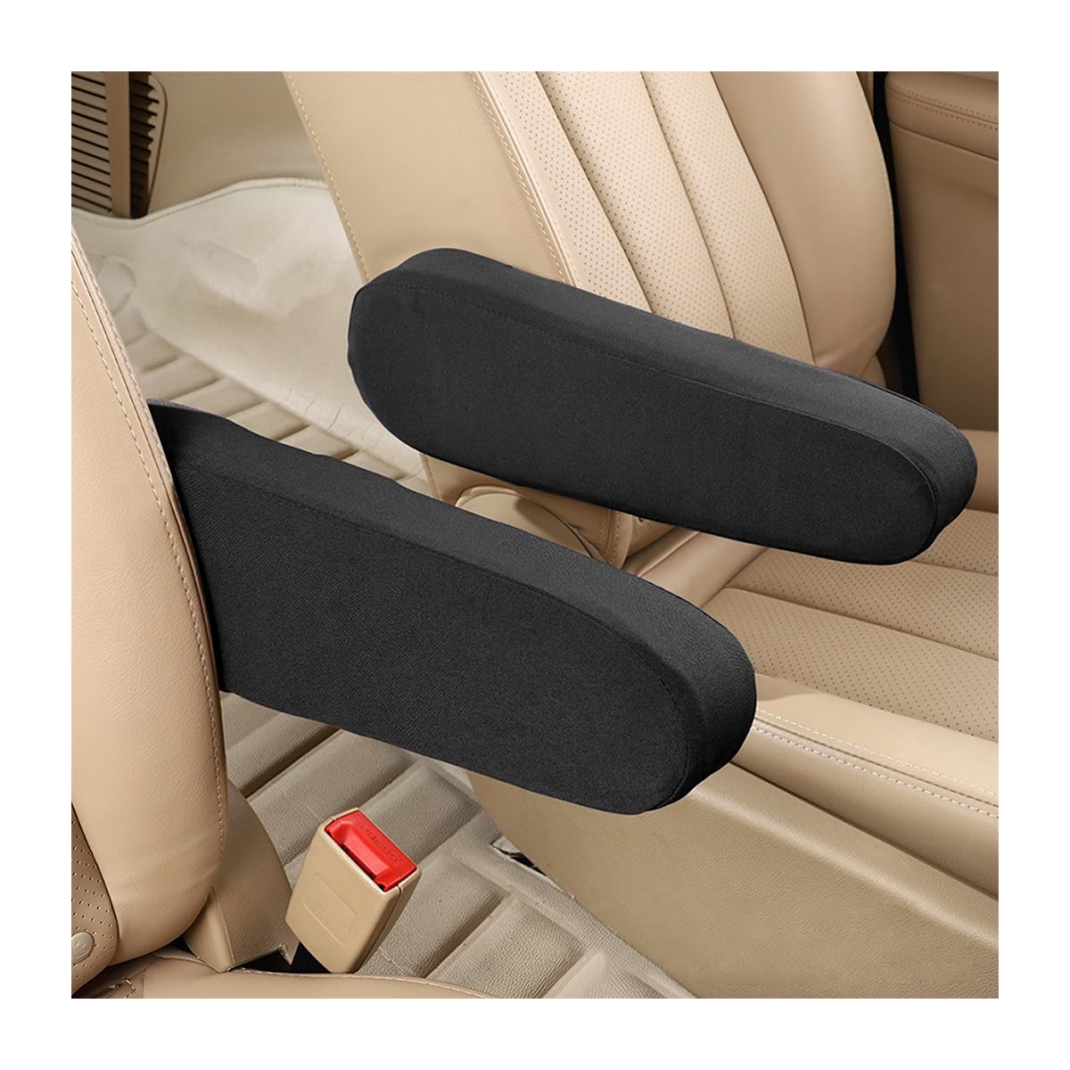 Auceli 2 Pcs Car Front Seat Armrest Covers, Cloth Fabric Armrest Protectors, Direct Replacement Center Console Lid Armrest Cover