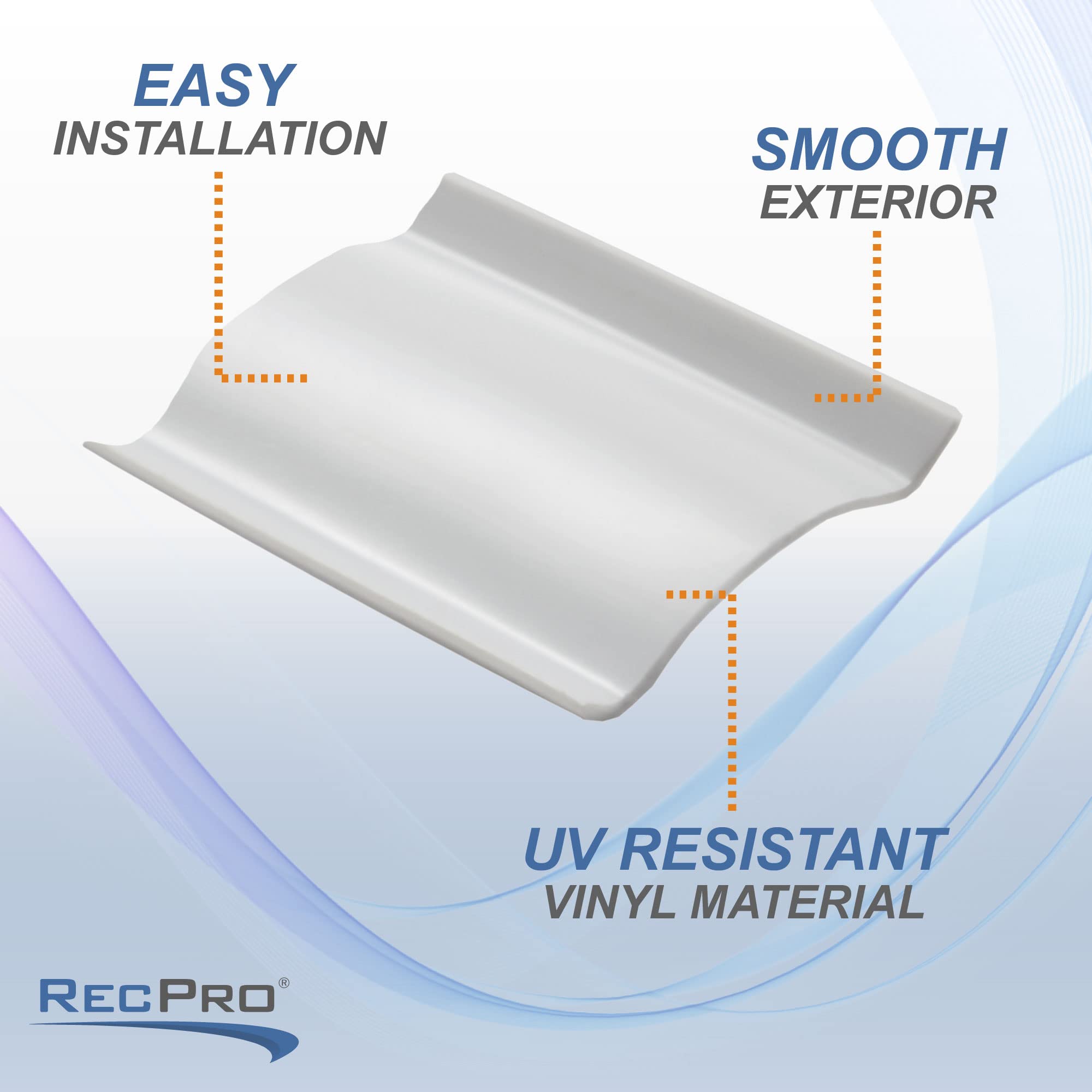 RecPro 1 RV Vinyl Trim Insert | UV Protection | Roof Trim (100', White)