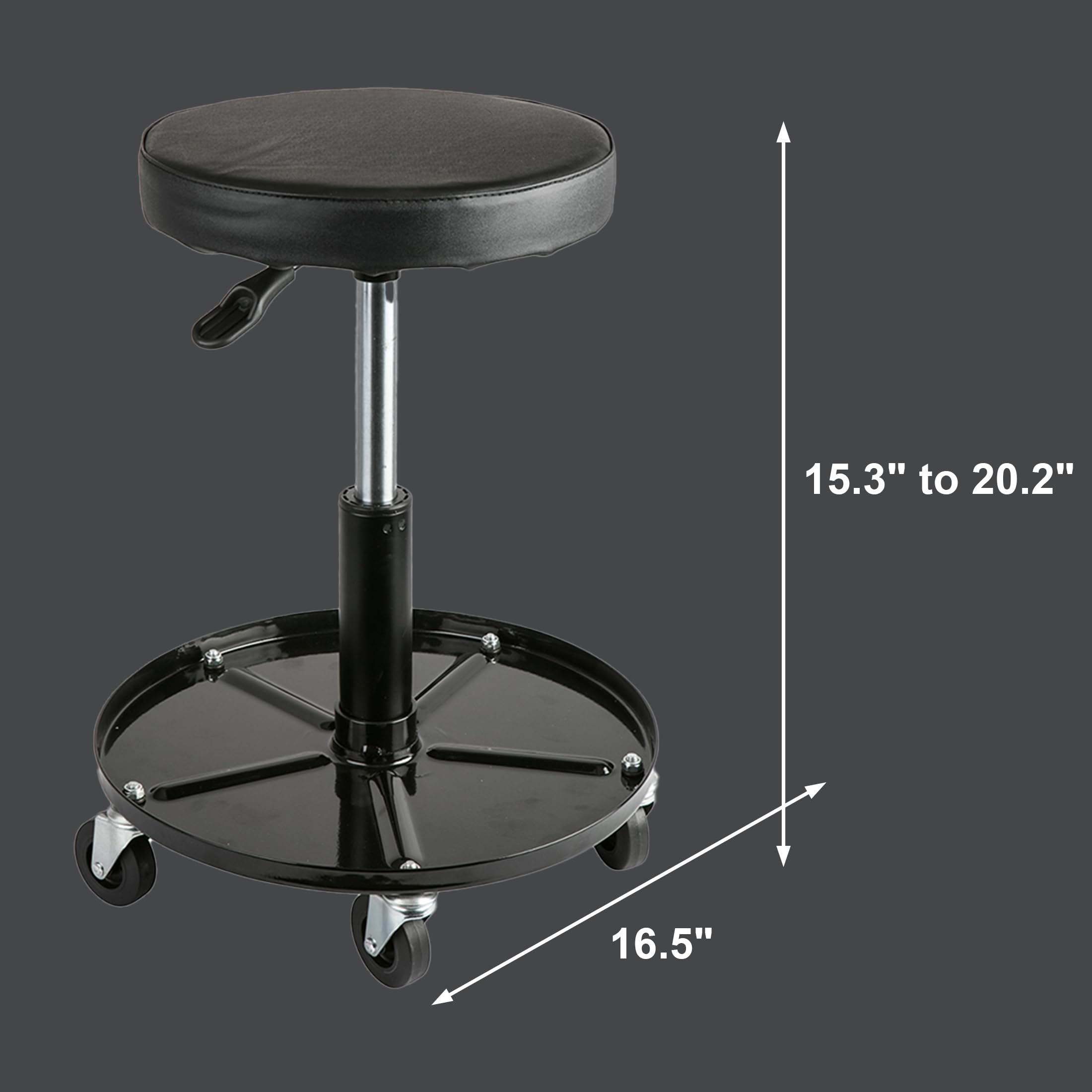 Aain Lt2A Heavy-Duty Adjustable Mechanic'S Roller Seat Adjustable Rolling Stool With Wheels & Tool Tray Black
