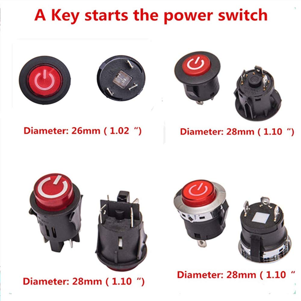 jiaruixin Power Switch Button Replacement for 20A 12VDC Ride-on Vehicles, Black Metal, Model: Power Start Switch 2.8cm