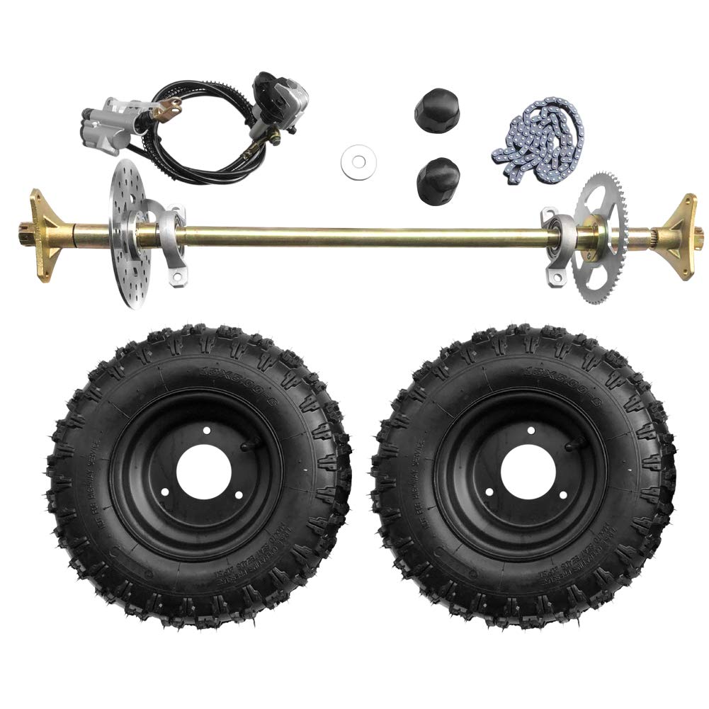 Zhuotop 29Inch Rear Axle Assembly Wheel Hub Set, Wheel Tires With Rim & Brake Assembly And T8F Chain Suitable For Diy Go Kart Qu