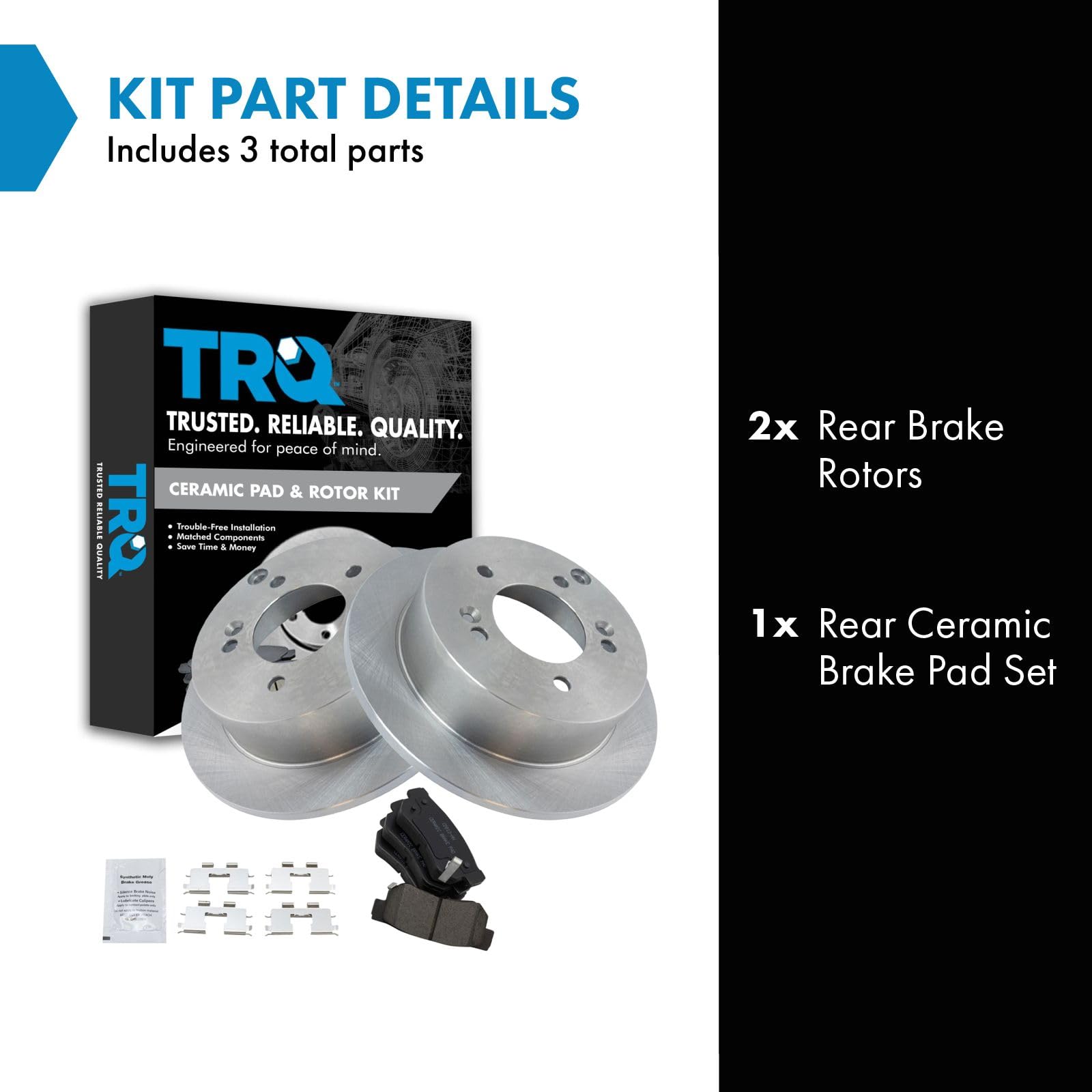 Trq Rear Brake Pad & Rotor Kit Brake Pads Brake Rotor Ceramic Compatible With 2006-2008 Hyundai Sonata 2005-2009 Tucson 2001 Xg3