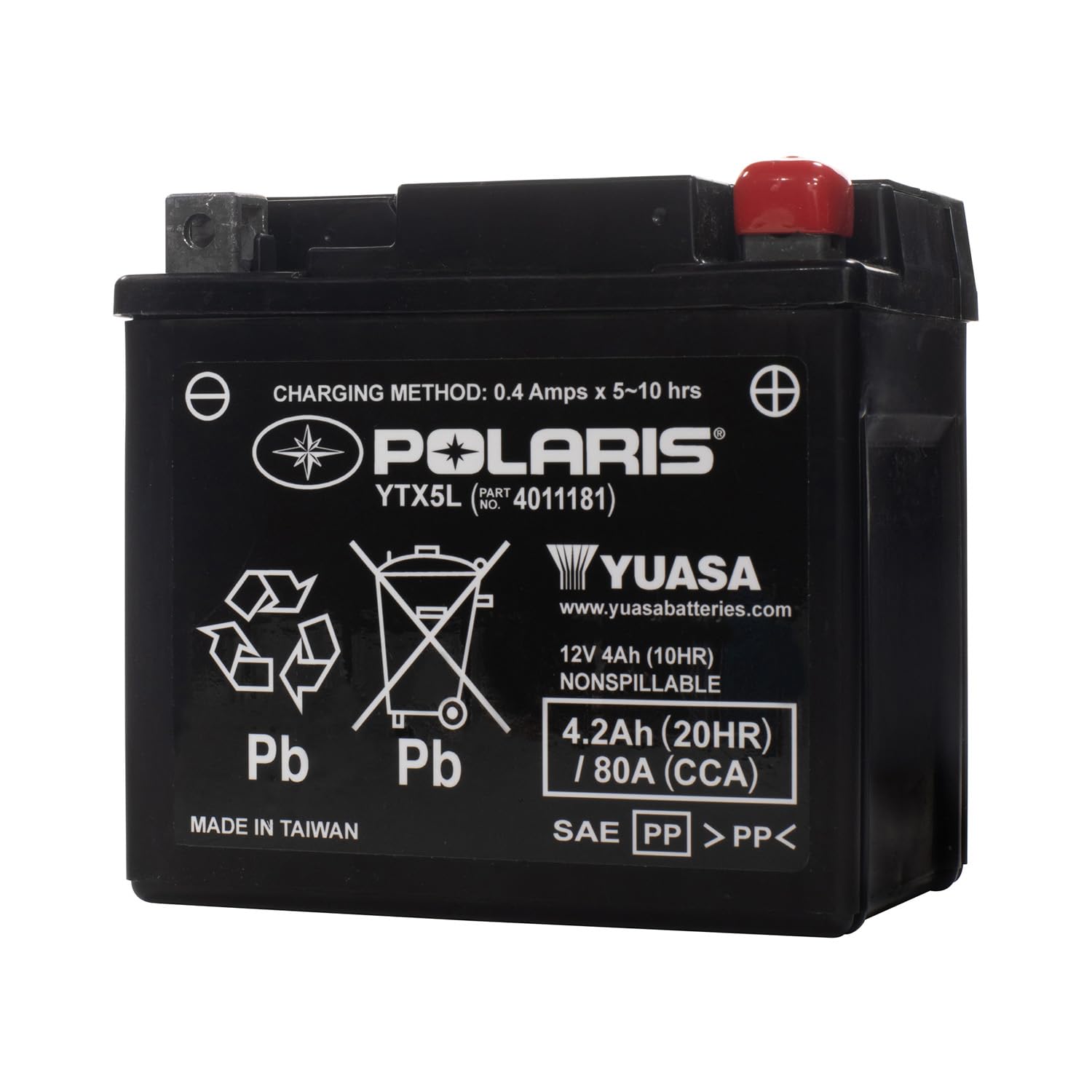 Polaris Replacement Battery, Yuasa Ytx5L Specific for SPORTSMAN Outlaw 50, Outlaw 90, Scrambler 50, Scrambler 90, SPORTSMAN 90,1