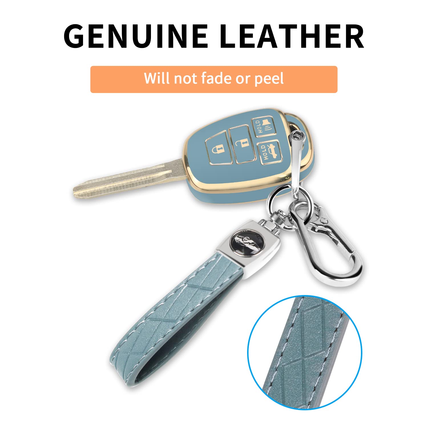 Mild East For Toyota Key Fob Cover With Metal Key Chain, Soft Tpu Easy To Press Key Fob Shell Case For 2012-2019 Camry Corolla R