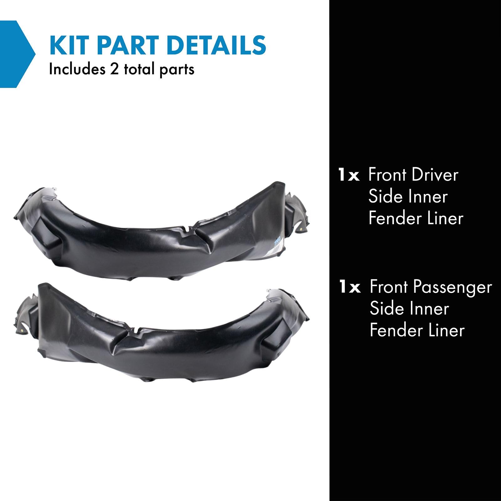 Trq Front Inner Fender Liner Set Compatible With 2010-2013 Kia Forte Ki1248113 Ki1249113