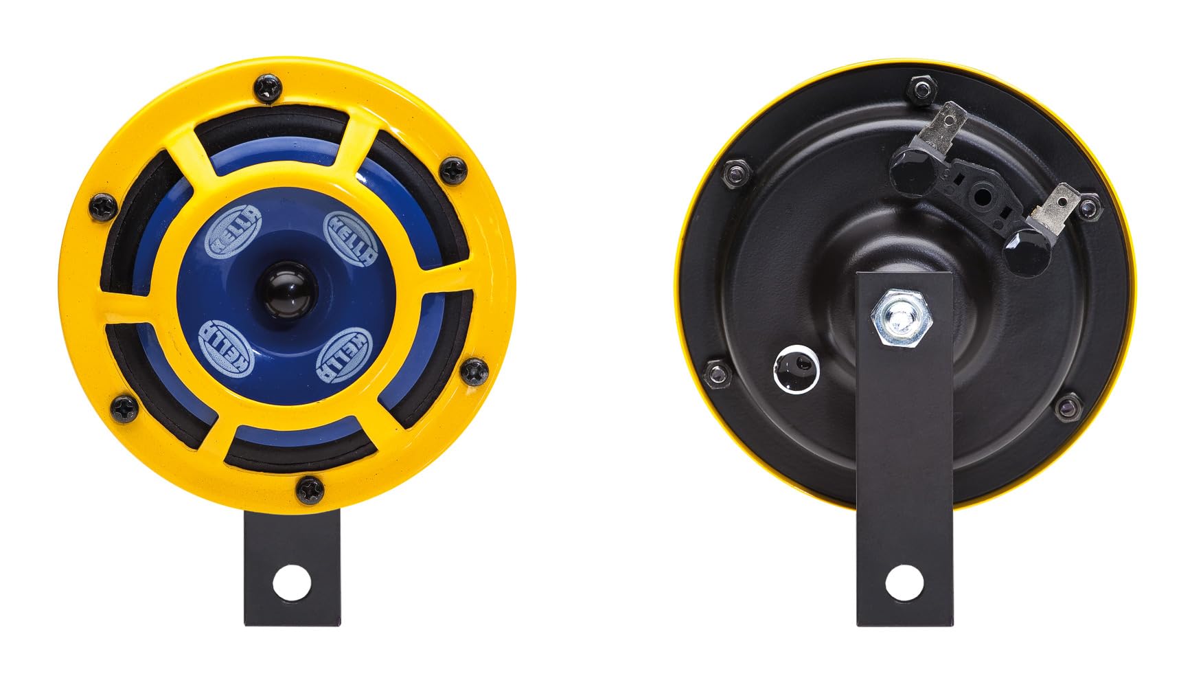 HELLA 922000731 Sharptone 12V High Tone/Low Tone Twin Horn Kit with Yellow Protective Grill, 2 Horns