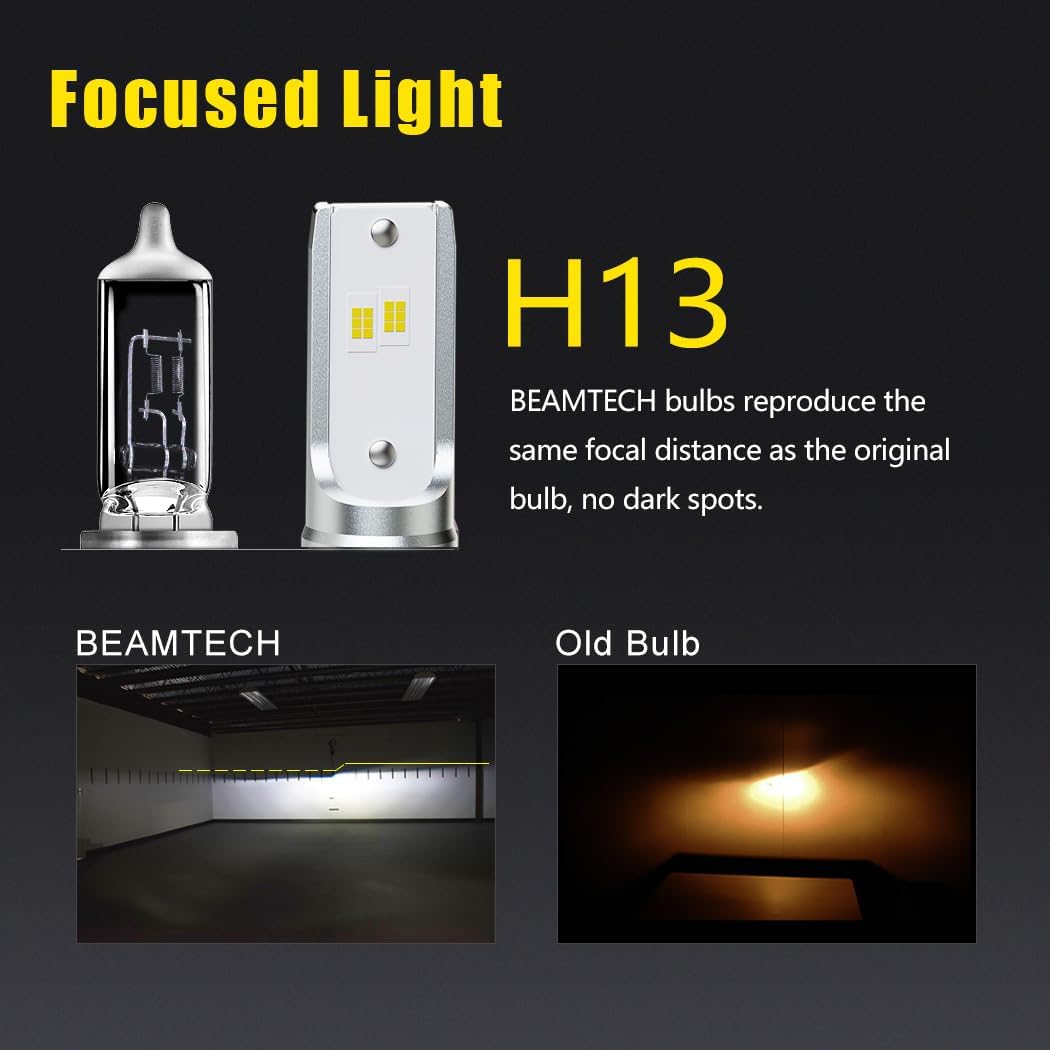 BEAMTECH Fog H13 LED Headlight Bulbs - High Brightness, Energy Efficient, Long Lifespan