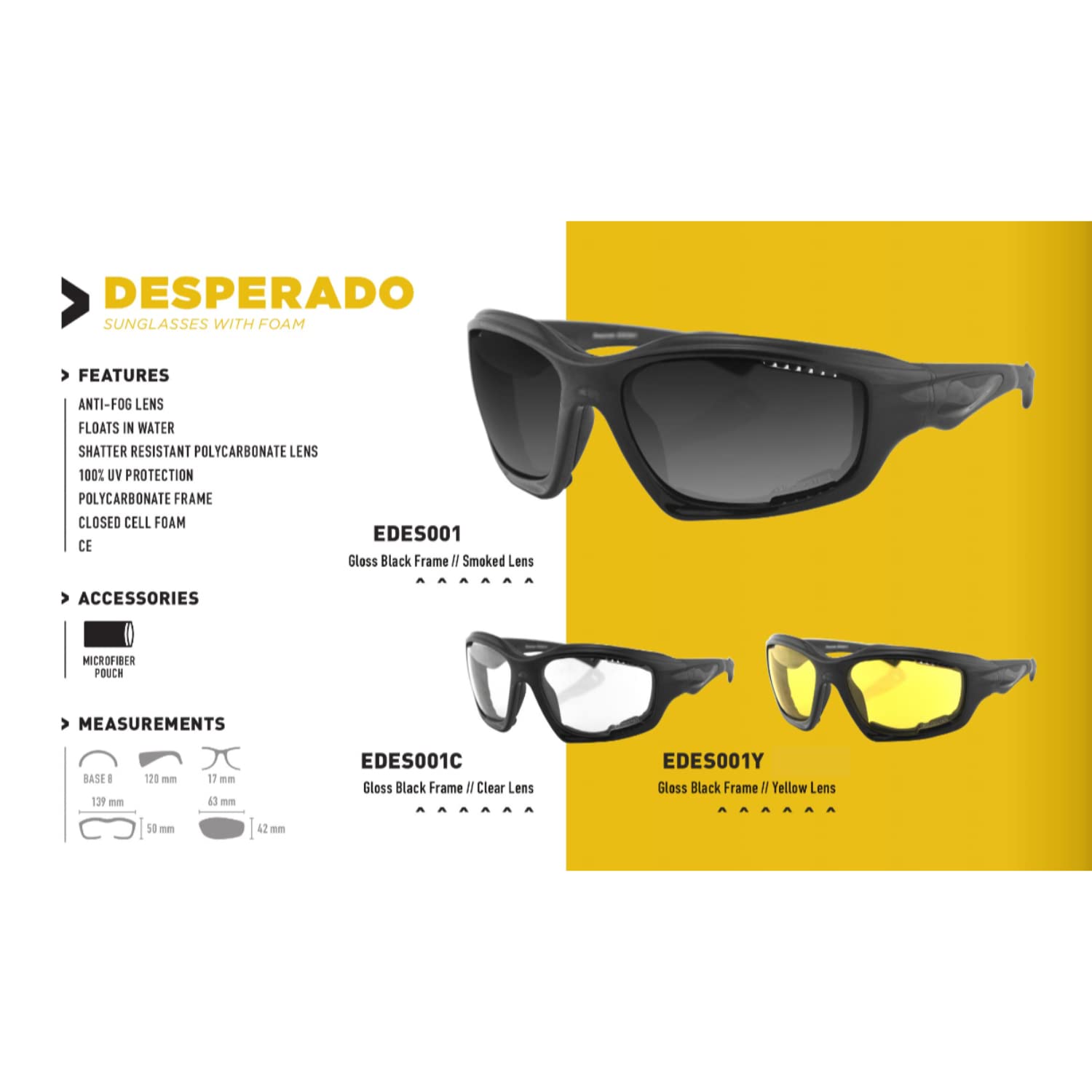 Bobster Desperado , Glass Black Frame, Smoked Lens