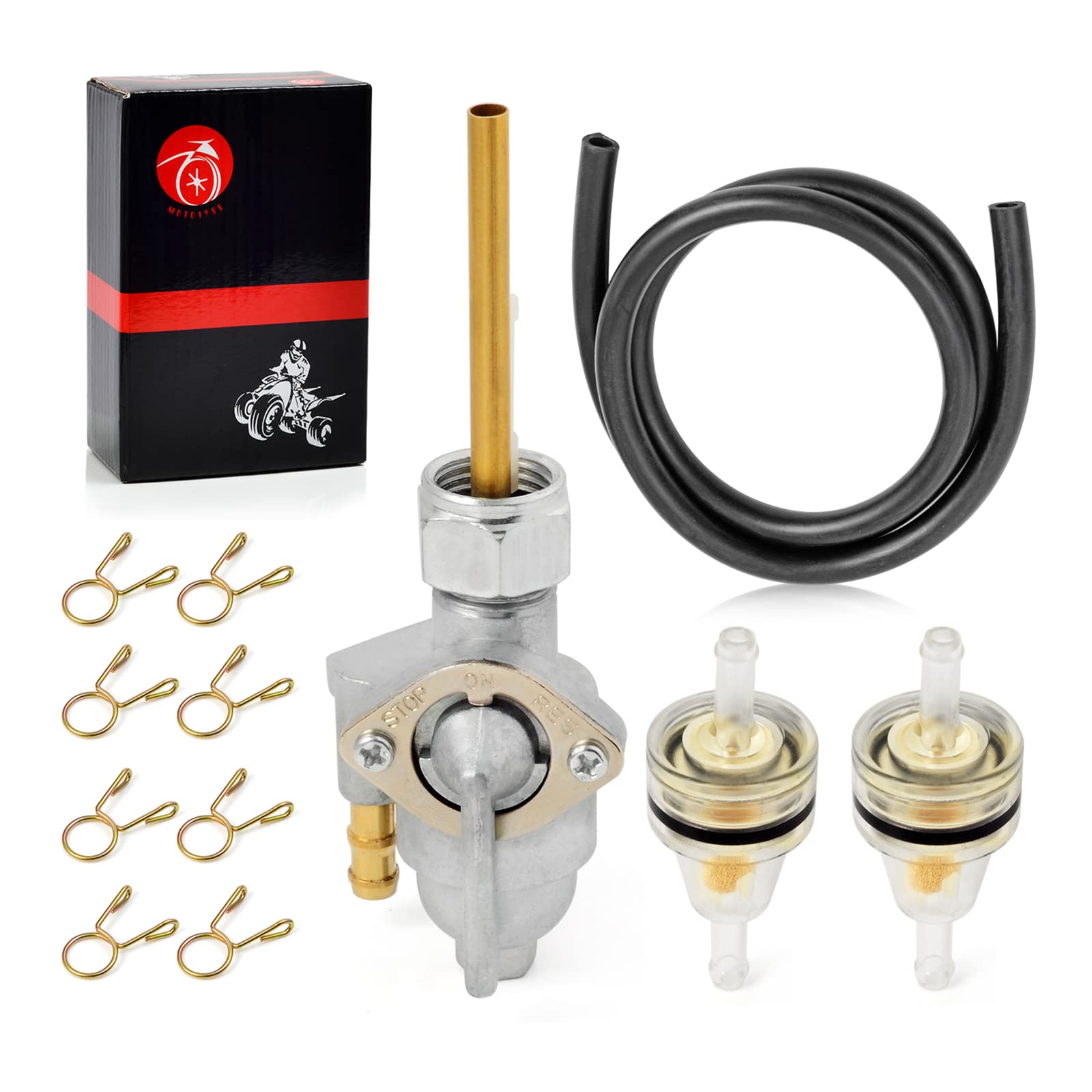 MOTO1988 Fuel Valve Petcock Kit for Honda CL175/CB350/CL350/SL350/CB360/CB450/CL450 (1965-1976) - Metal