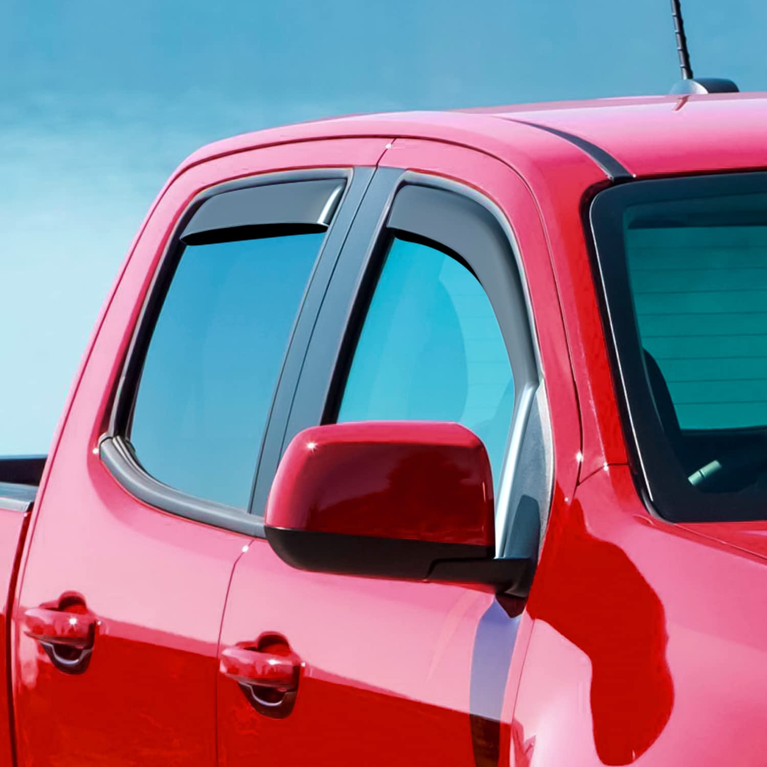 Voron Glass In-Channel Extra Durable Rain Guards For Trucks Chevrolet (Chevy) Colorado/Gmc Canyon 2015-2022 Crew Cab, Window Def