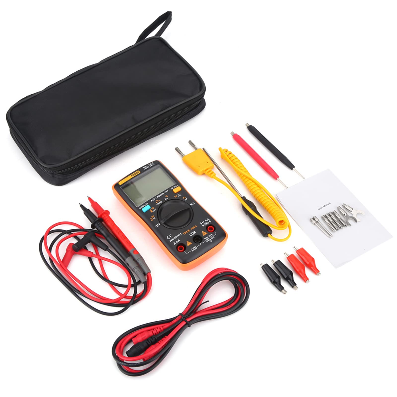 Omabeta Digital Multimeter Voltmeter, 1Pcs AN8009 Multimeter 9 Count Digital Multimeter 20~1000 C/ 4F 1832F Used for Testing Vol