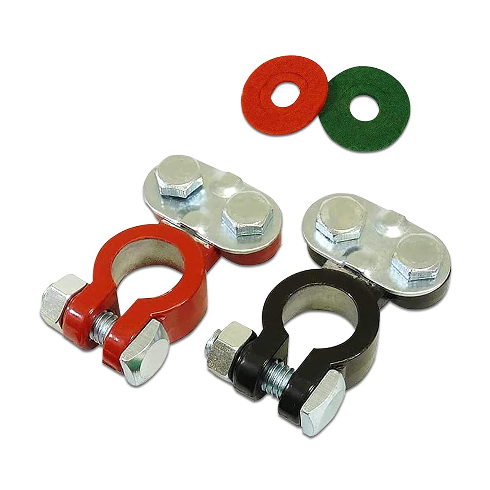 Sodcay 2 Pcs Cable Terminal Clamp Connectors, Cables Terminal Connectors Kit, Fit For Cars, Vans, Trucks (Silver)