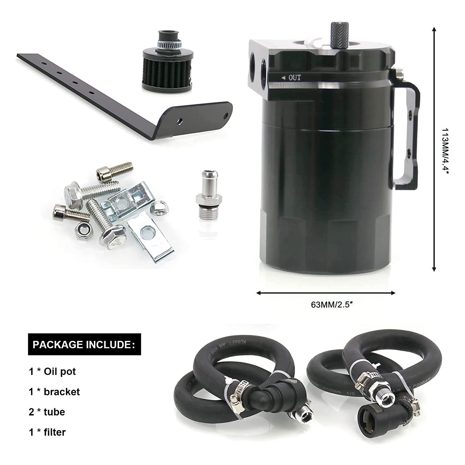 RYANSTAR Oil Catch Can Separator Tank, 2011-2021 Ford F150/Raptor/Expedition, Aluminum, Black, Model OCC025B-BK