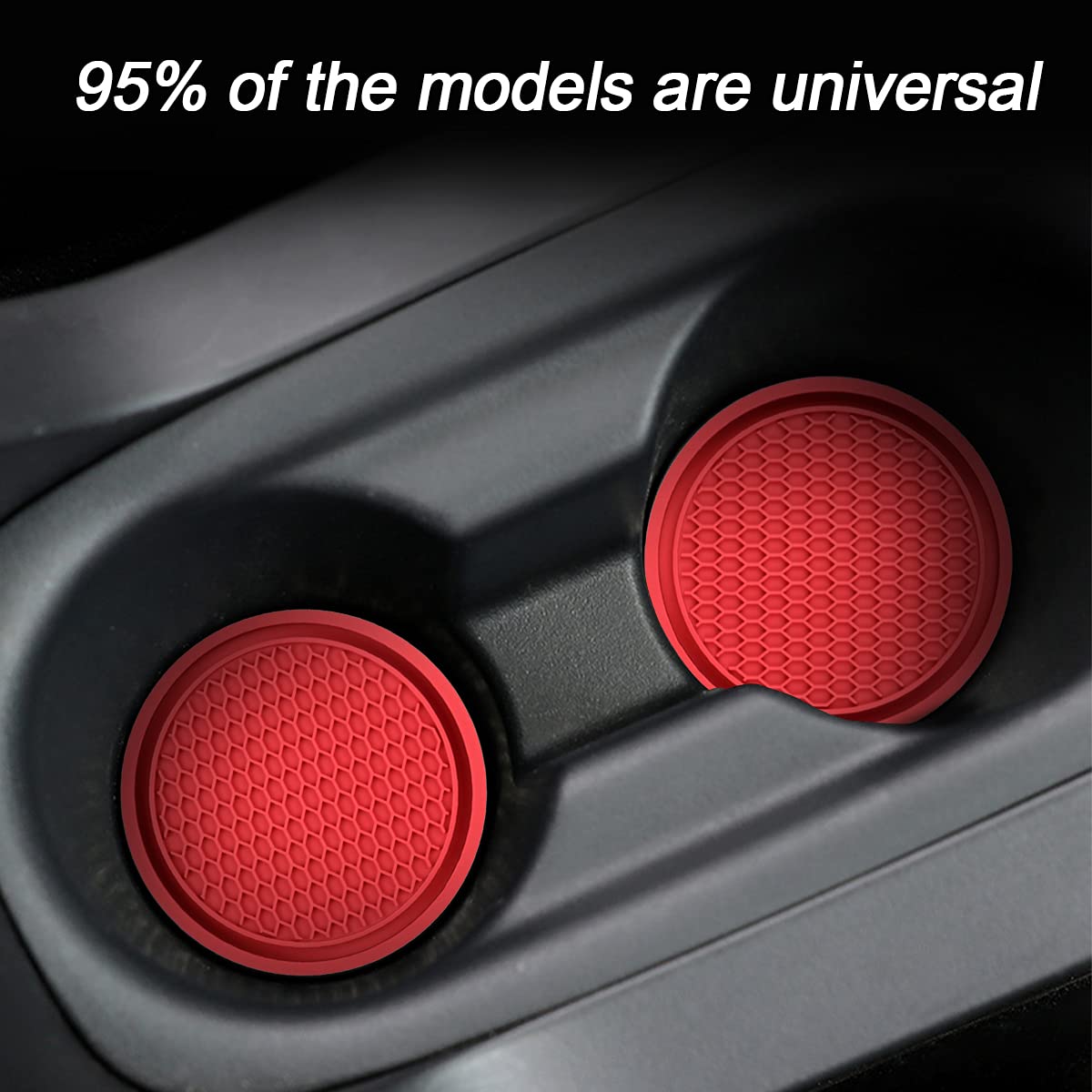4 Pack Car Cup Holder Coaster, 2.75 Inch Diameter Non-Slip Universal Insert Coaster, Durable, Suitable For Most Car Interior, Car Accessory For Women And Men (Trench/Red)