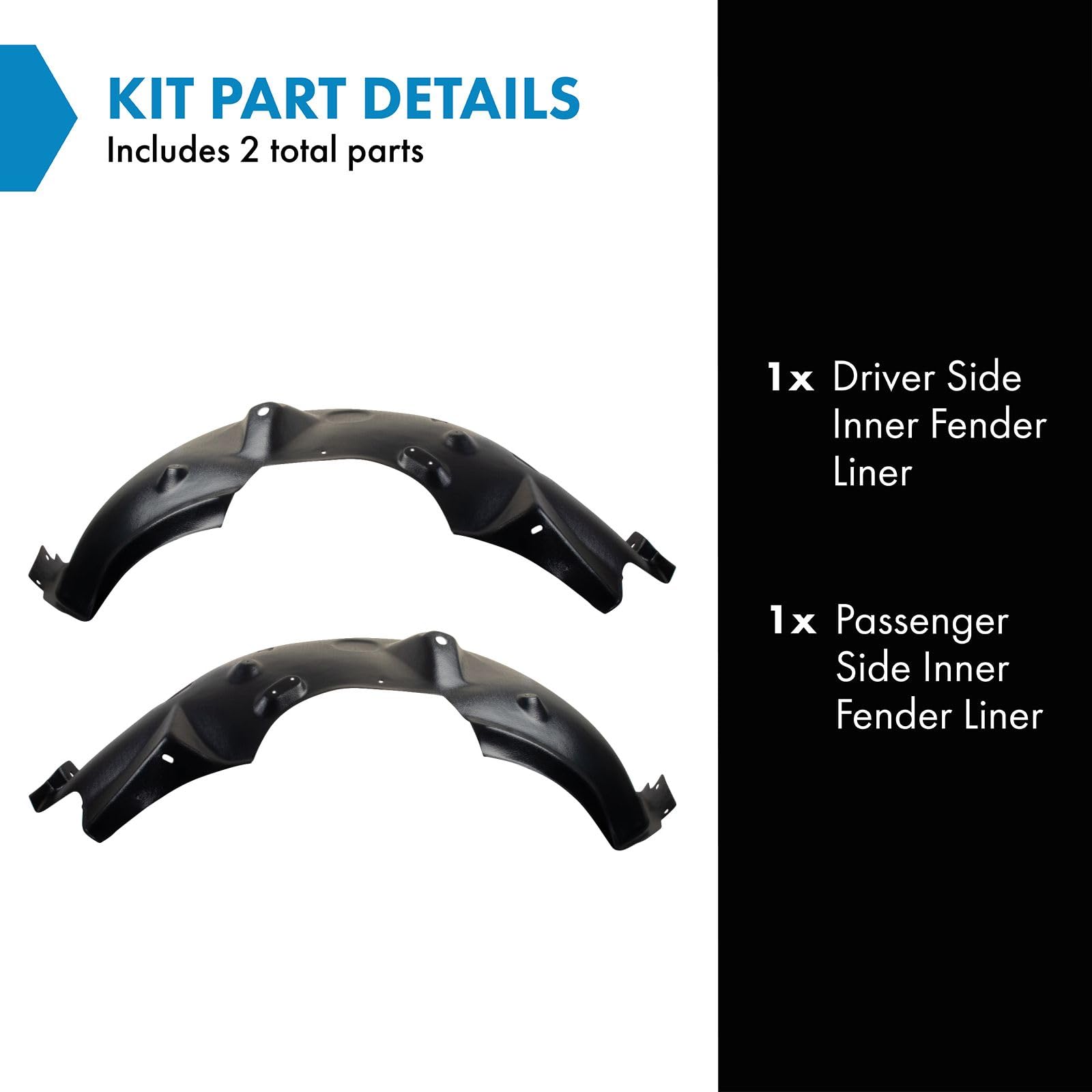 Trq Inner Fender Liner Set Compatible With 2008-2010 Ford F-250 Super Duty F-350 Super Duty Fo1248147 Fo1249147