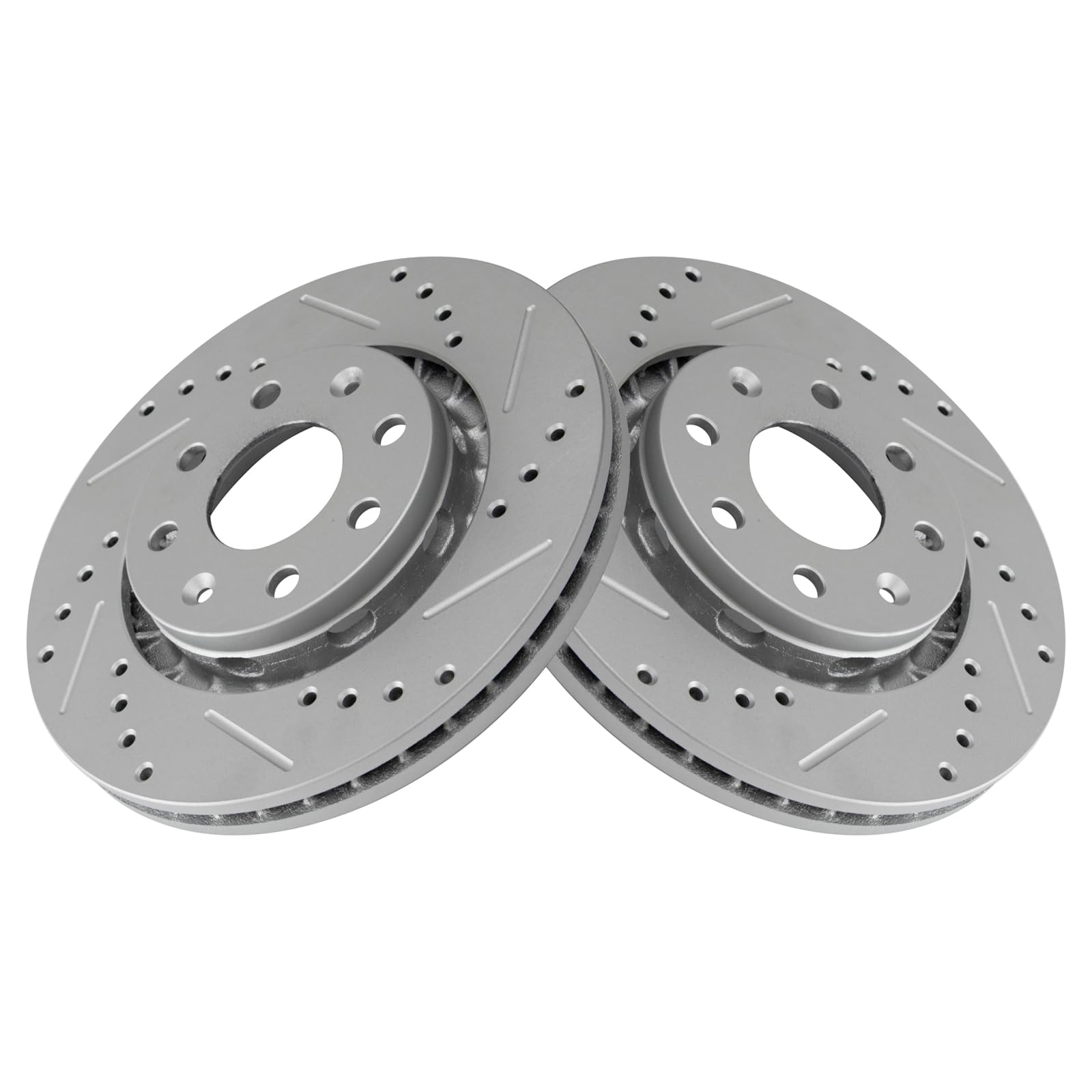 Trq Front Performance Brake Rotors Set Premium G-Coated Cross Drilled & Slotted Compatible With 2004-2011 Chevrolet Aveo 2007-20