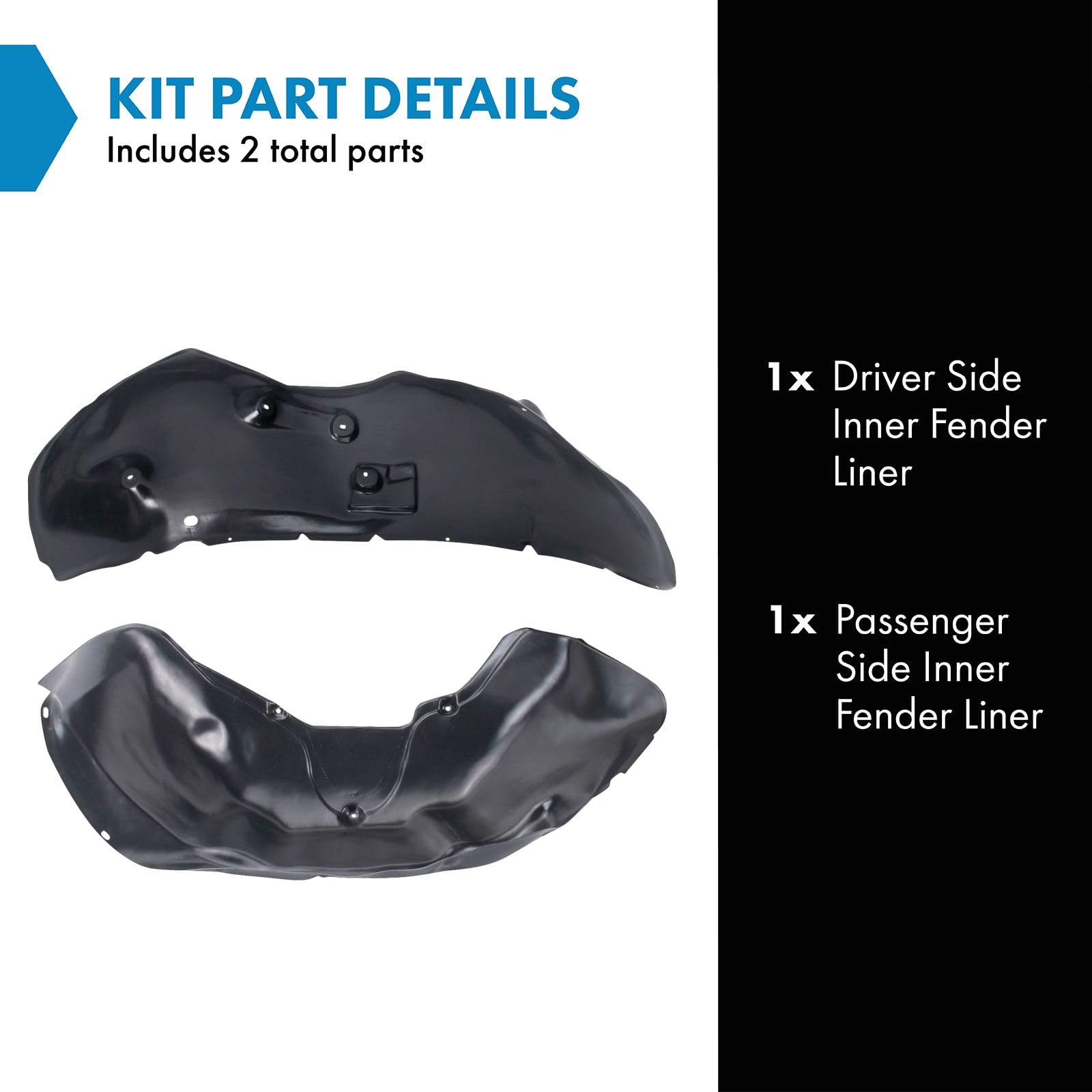 Trq Inner Fender Liner Set Compatible With 2002 Dodge Ram 3500 Ch1248103 Ch1249130 Ch1251124