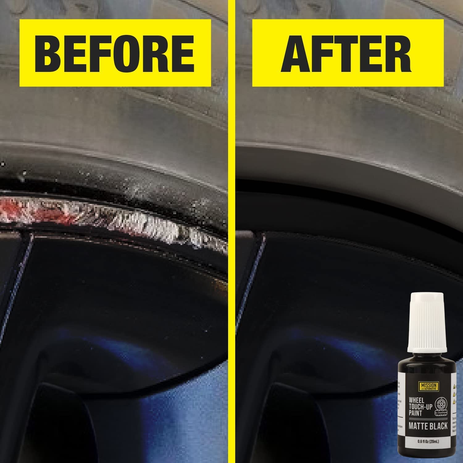 MISSION AUTOMOTIVE Black Rim Touch Up Paint - Satin Matte Finish, Easy Application, Small Size for Tesla Alloy Wheels