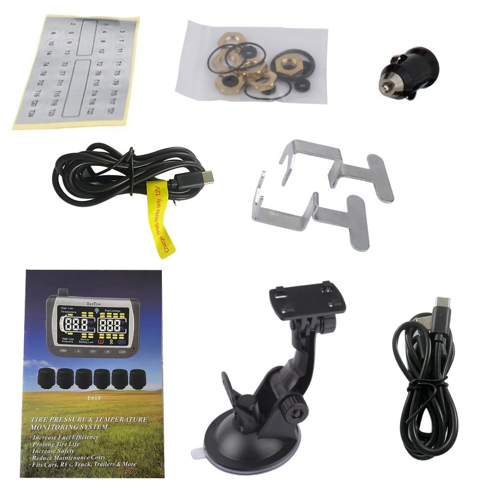 EEZ RV Products EezTire TPMS10ATCB Tire Pressure Monitoring System with 10 Anti-Theft Sensors + Booster, Color Monitor