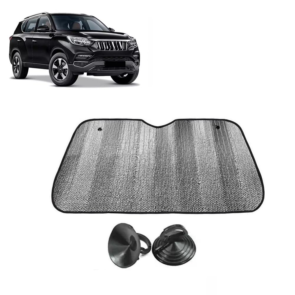 Car Windshield Sun Shade UV Rays Protector Silver Sunshade Solar Reflective suitable for Mahindra Alturas G4