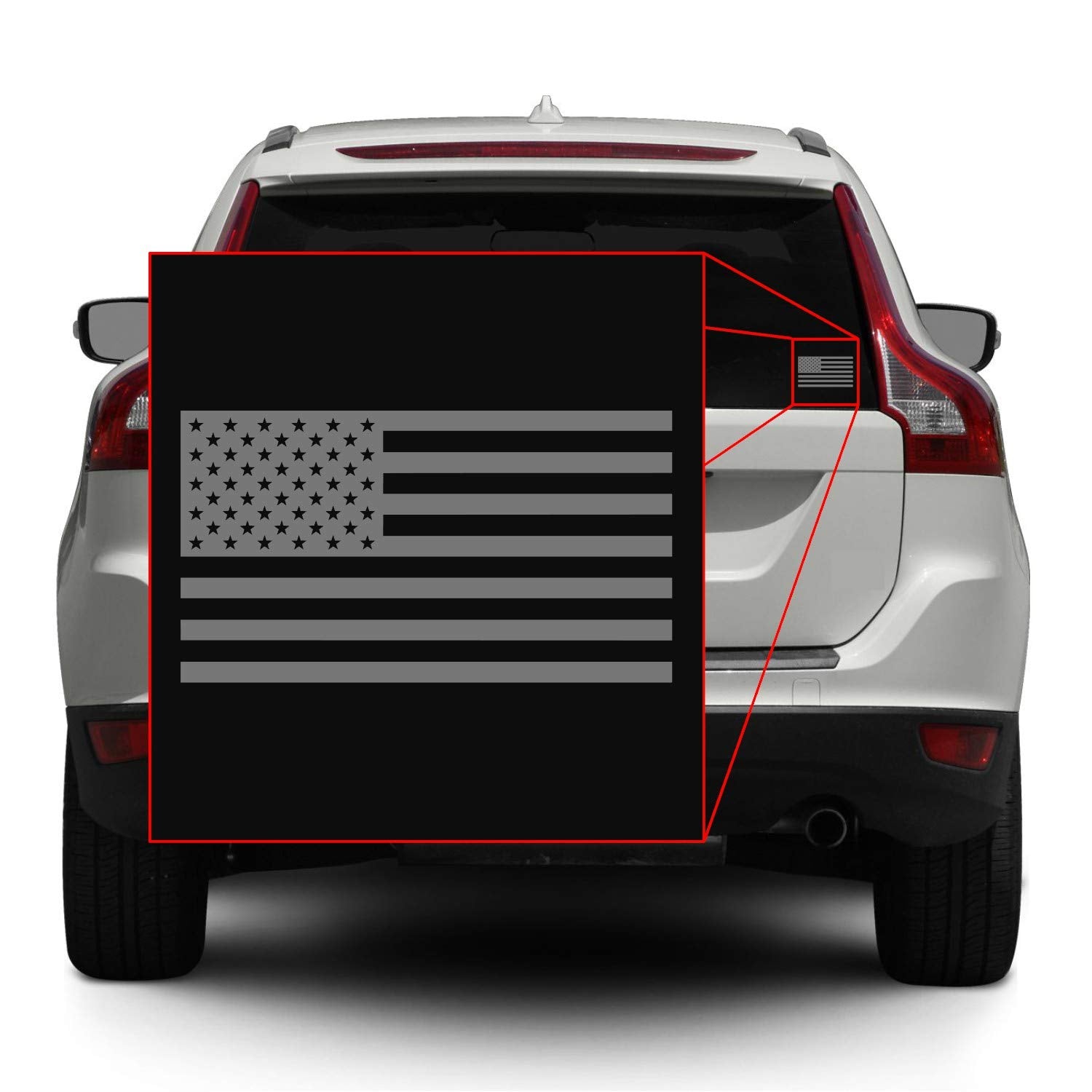 American Us Flag [Pick Color/Size] Vinyl Decal Sticker For Laptop/Car/Truck/Window/Bumper (7.5In X 4.2In, Matte Gray)