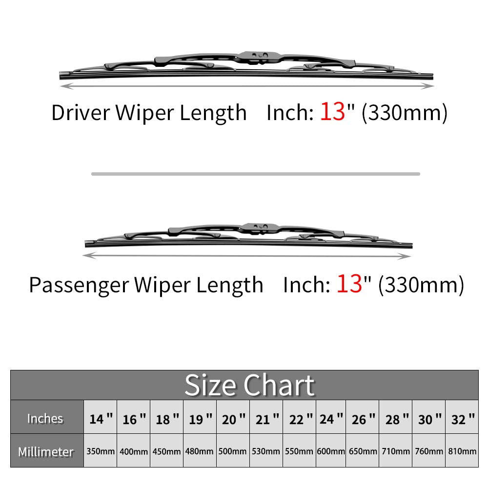 Replacement For Jeep Wrangler Tj Windshield Wiper Blades - 13''+13'' Front Window Wiper - Fit 1997-2006 Vehicles - Otuayauto Fac