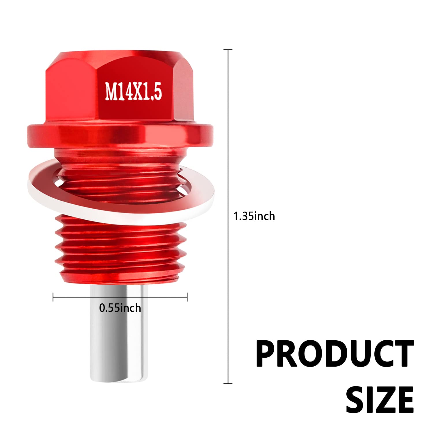 M14 x1.5 Magnetic Oil Drain Plug with Oil Drain Plug Gaskets Car Parts Kit Compatible with Most Ford,GM,Hyundai,KIA and Accord,C
