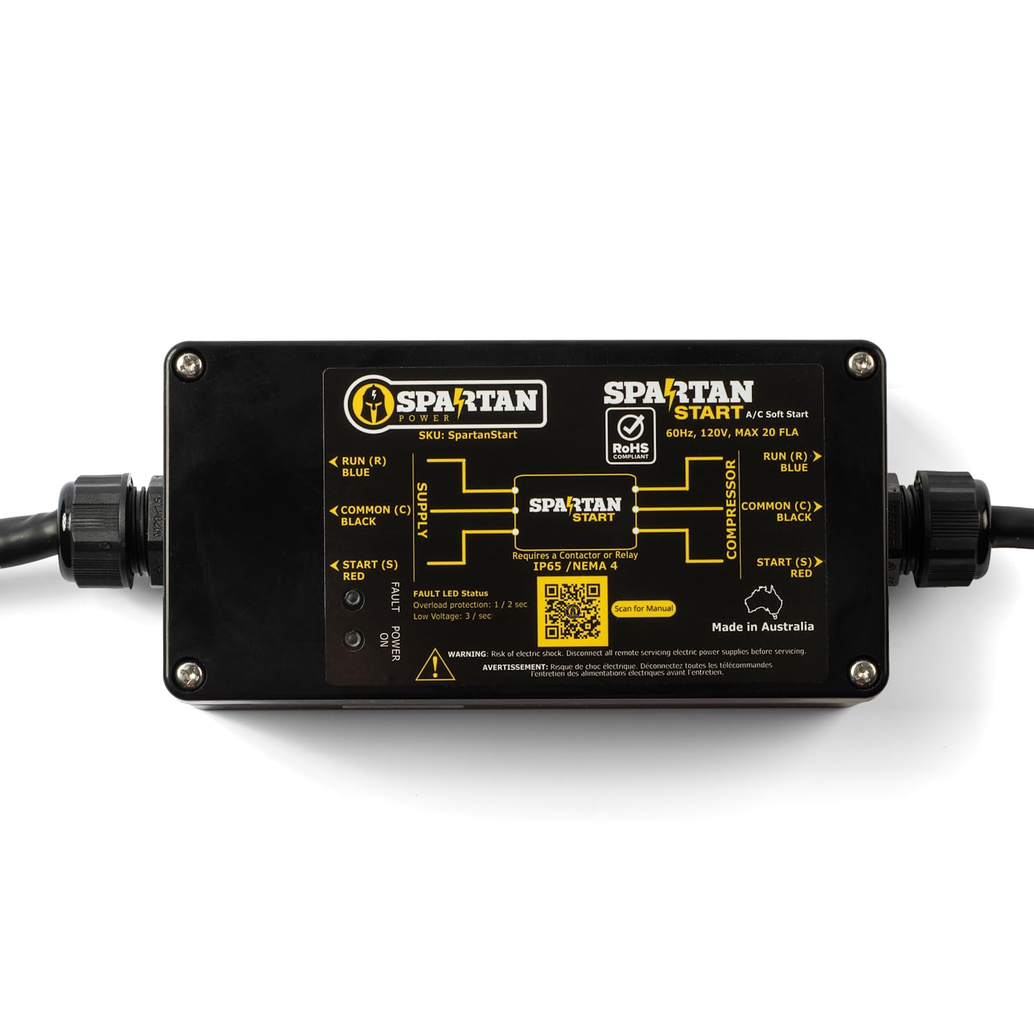 Spartan Power Spartanstart - Soft Start Kit For Rv Air Conditioner, A/C Unit, Up To 20K Btu, 120V Softstart Aid, Battery Saving 