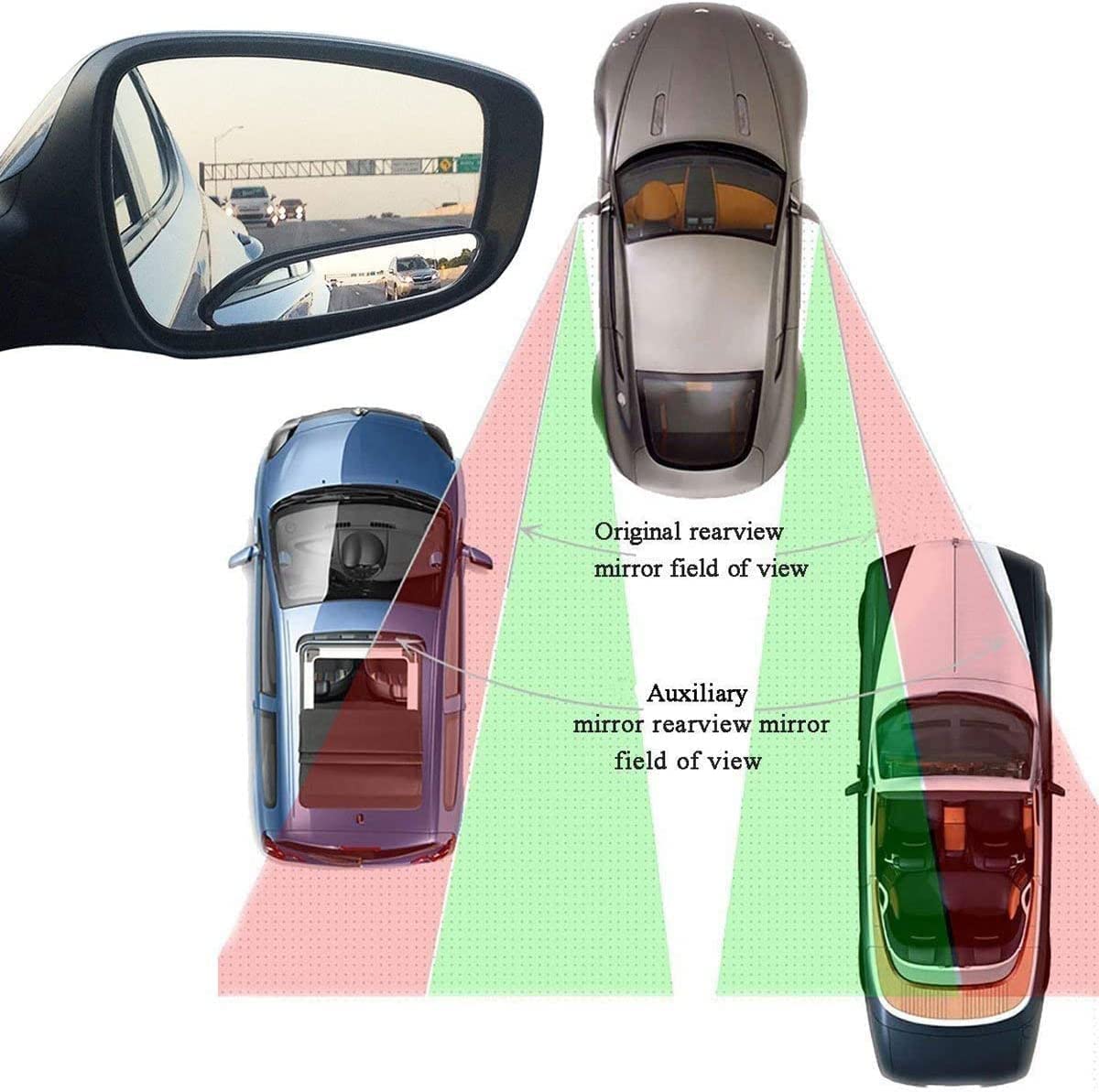 EEEKit Blind Spot Mirror, 360° Rotating, Wide Angle Convex, Passenger Side, Black, 2 Pack, Model 627590