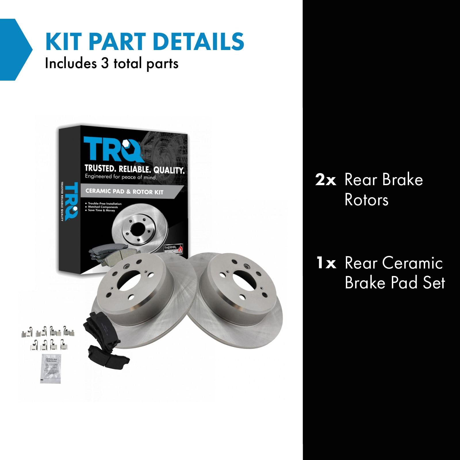 Trq Rear Brake Pad & Rotor Kit Brake Pads Brake Rotor Ceramic Compatible With 1992-1996 Lexus Es300 1999-2003 Rx300 Toyota Camry