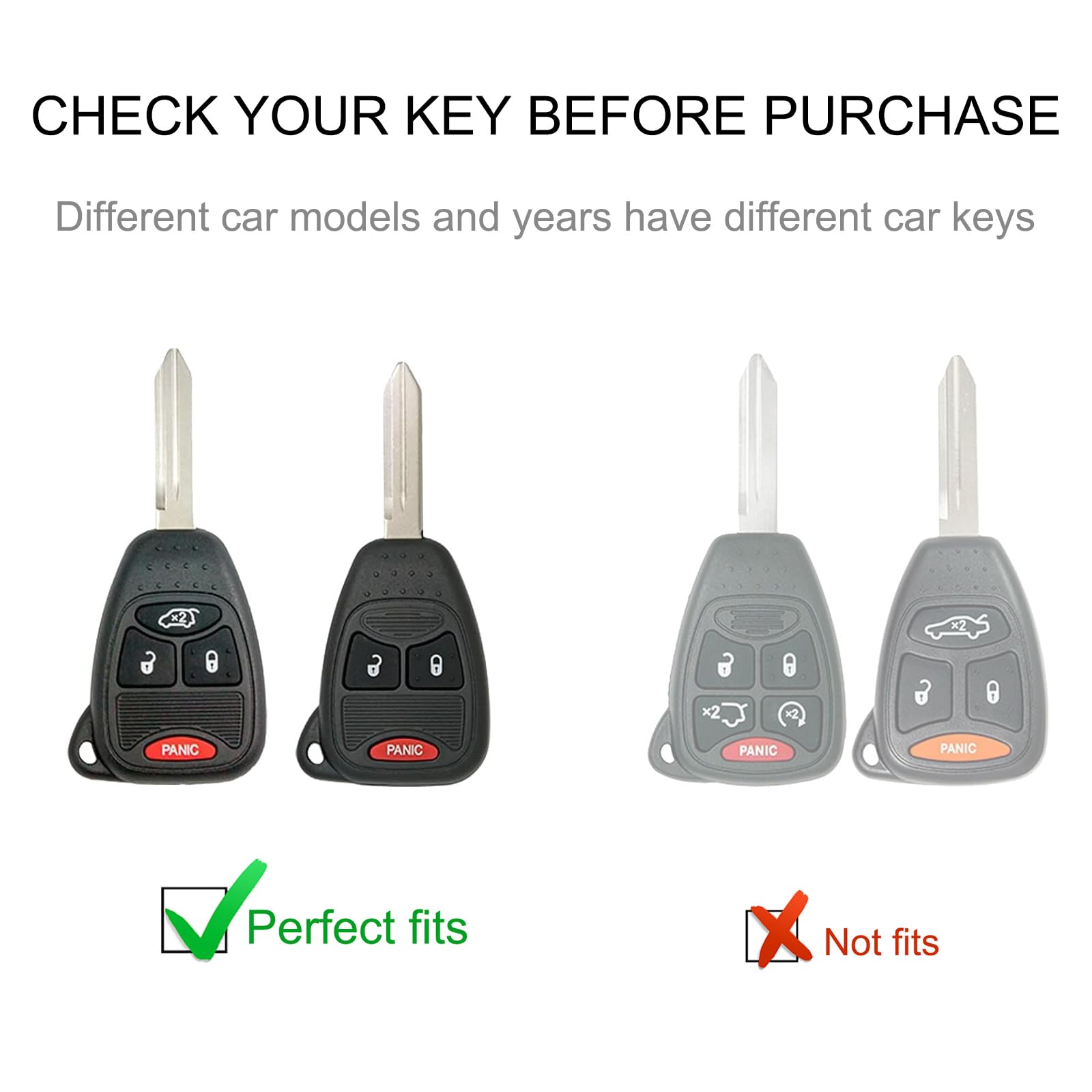 CACARLIKE Jeep Key Fob Cover with Keychain, TPU, White, 3x5x0.5 cm, Compatible with Wrangler 2007-2018/Durango 2007