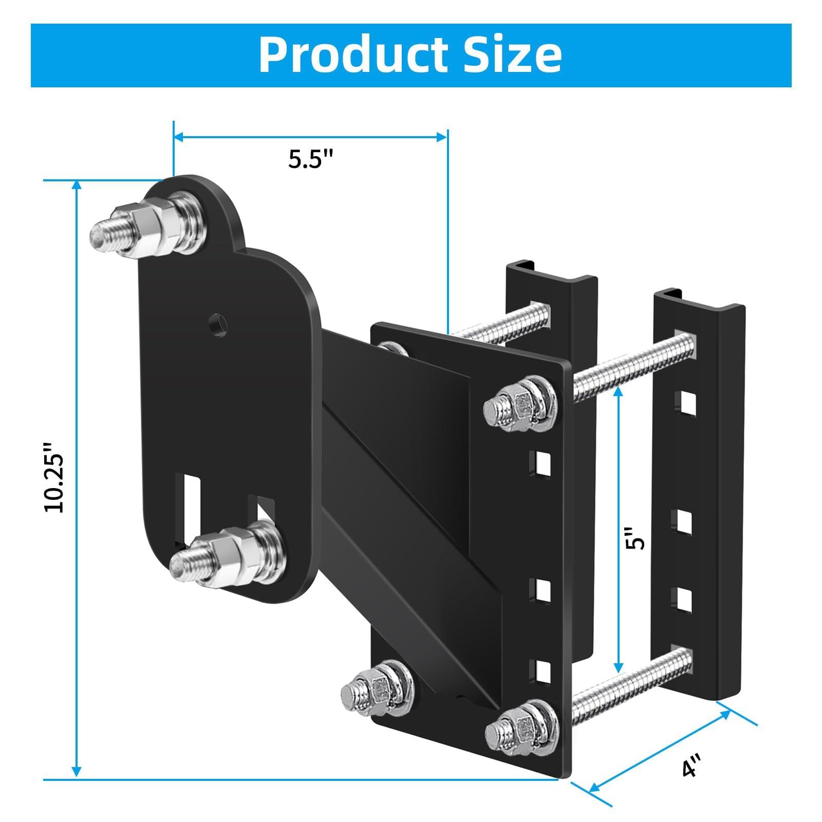 Qualward Spare Tire Mount Bracket, Steel Black Carrier for 4-4.75 Inch Wheels, Fits Most 4/5/6 Lugs Bolt Patterns