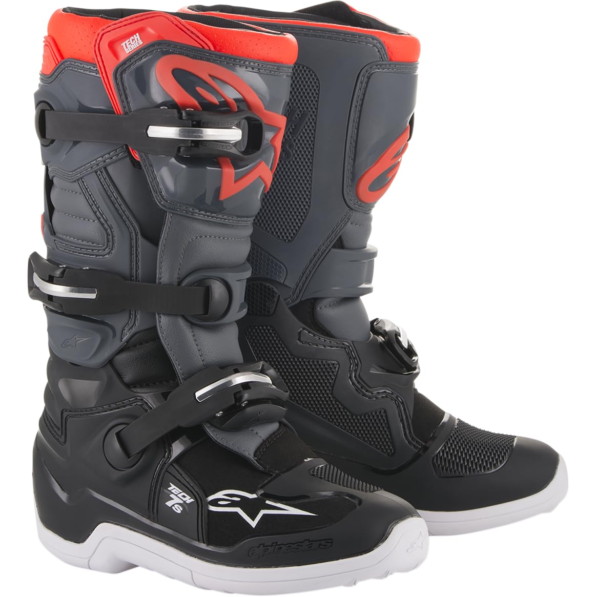Alpinestars boys Grey/Red Youth Tech 7S Boots Grey Red Sz 06, Multi, 6 Big Kid US