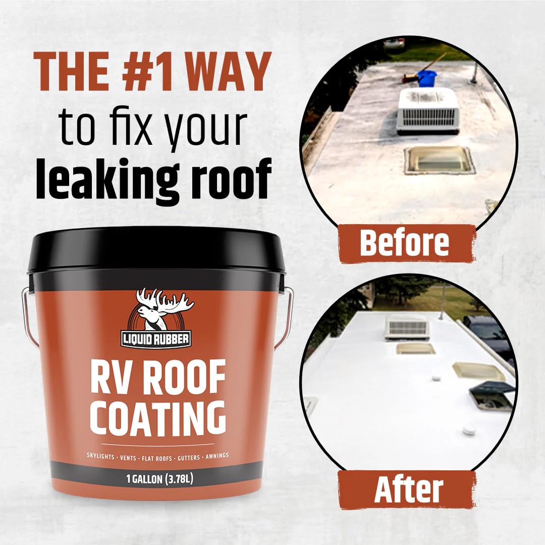 Liquid Rubber RV Roof Sealant- Professional-Grade Solar Reflective Flexible Waterproof Membrane Coating for EPDM, TPO, Fiberglas