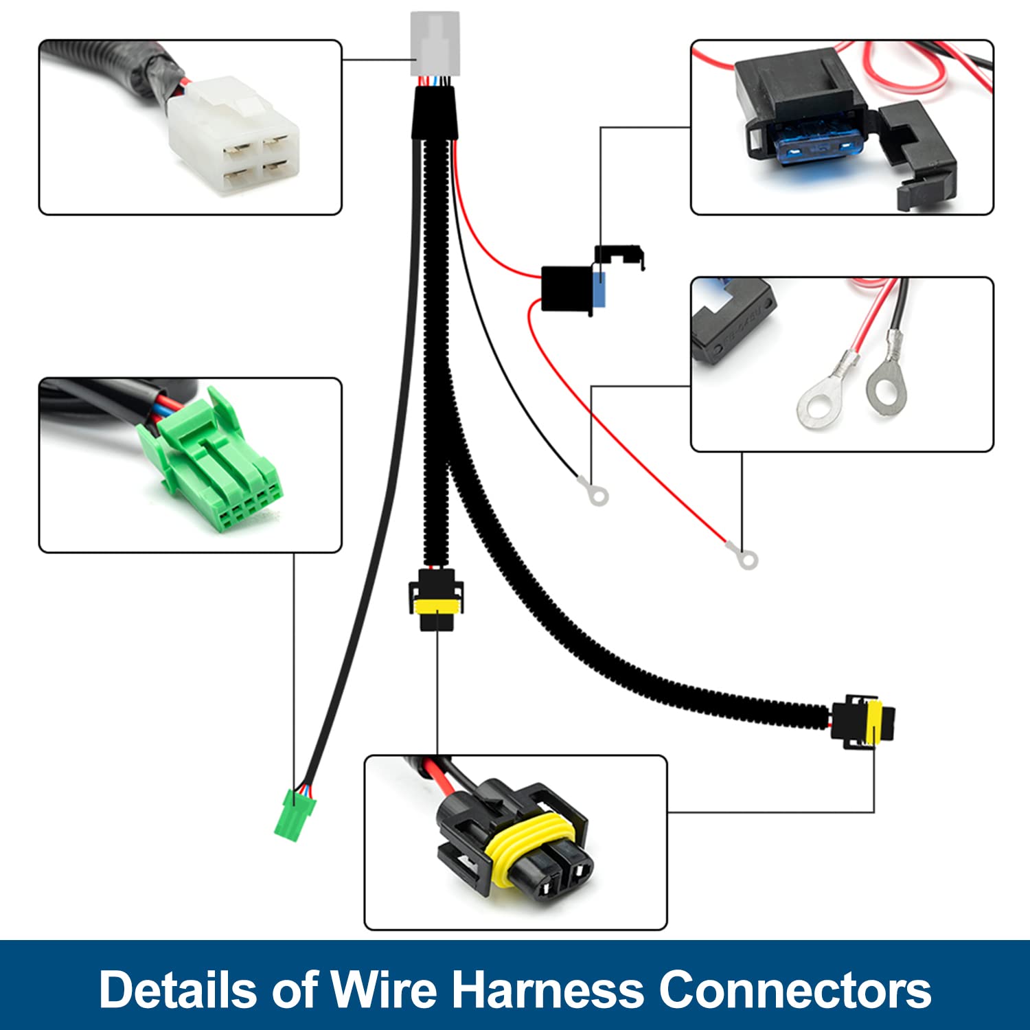 NSLUMO H8 Fog Light Wiring Harness Kit for 2005-2022 Toyota Tacoma, OEM Style Switch, 40A Relay, Copper Connector