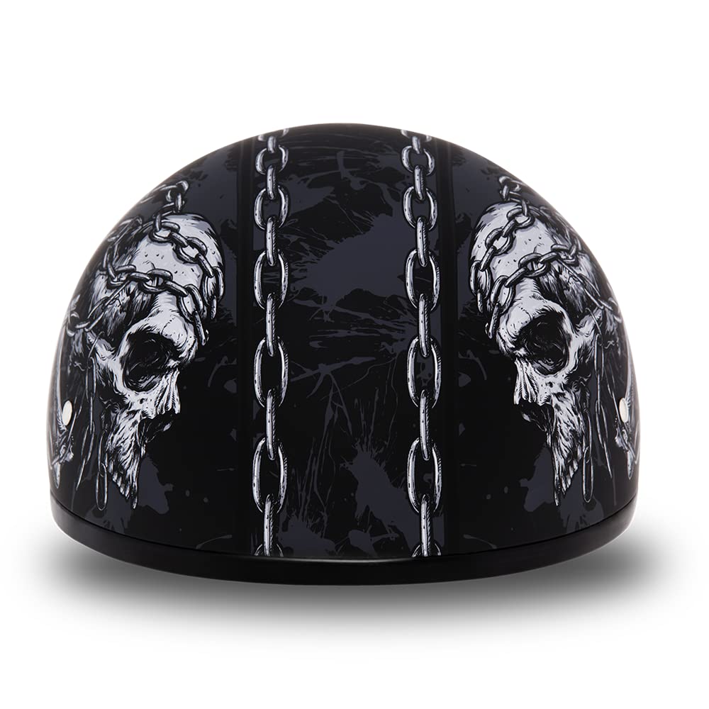 Daytona Helmets Motorcycle Half Helmet Skull Cap- Skull Chains 100% Dot Approved