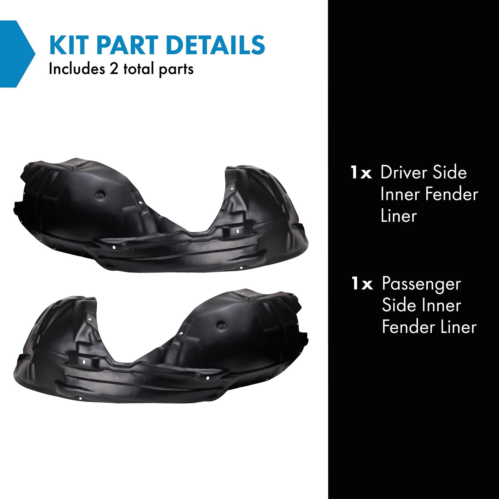 Trq Inner Fender Liner Set Compatible With 2015-2022 Dodge Challenger Ch1248173 Ch1249173