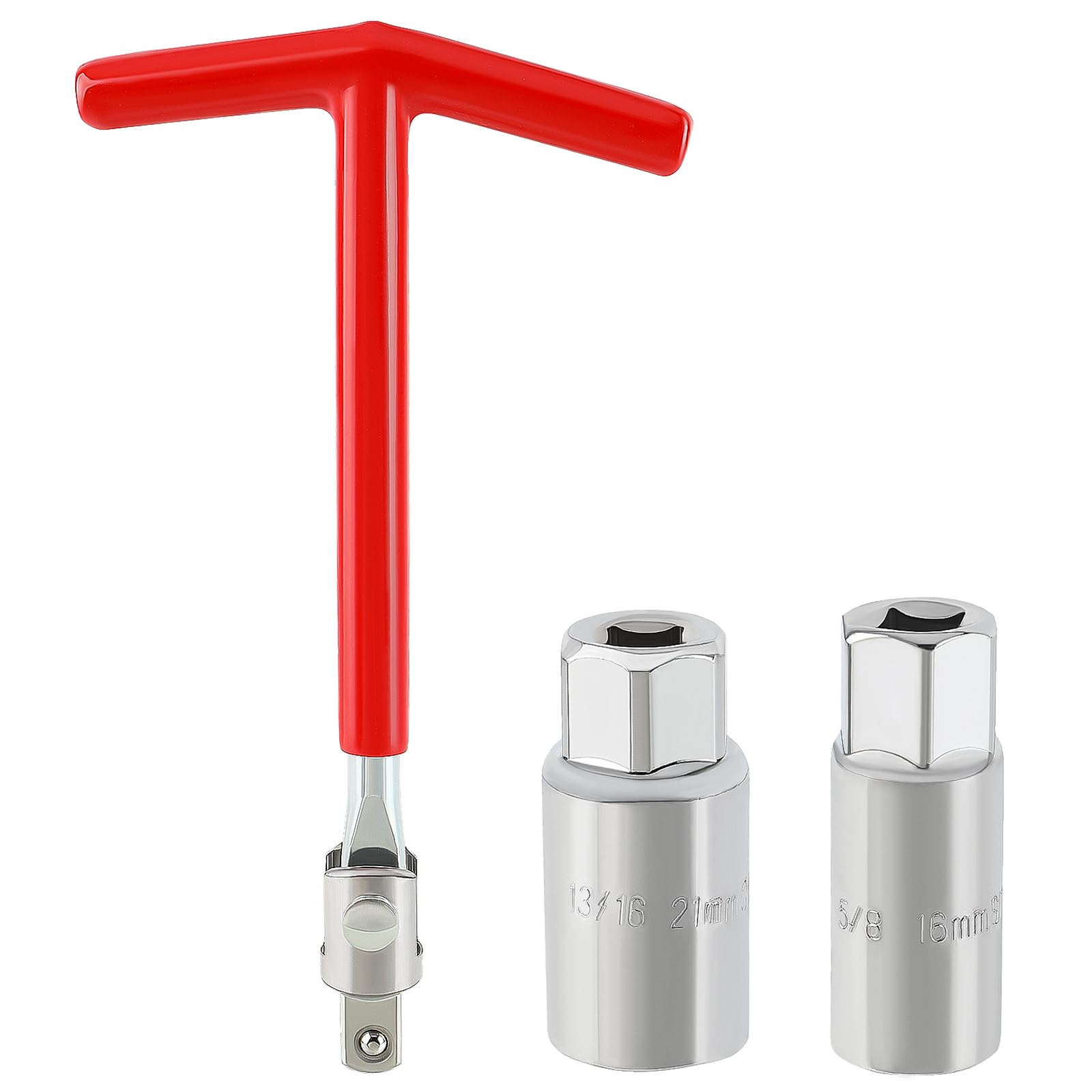 AUTOKAY Spark Plug Socket Wrench T-Handle 16mm 5/8 Inch and 21mm 13/16 Inch Removal Tool Fits for motorcycles, lawn mowers and s