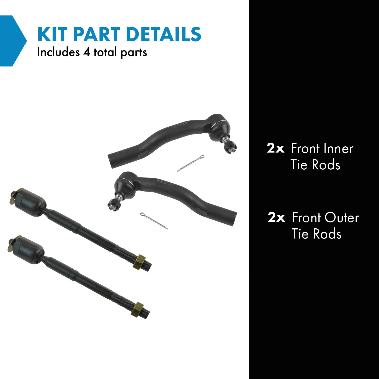 Trq Front Tie Rod Set Compatible With 2007-2012 Lexus Es350 2005-2012 Toyota Avalon 2007-2011 Camry