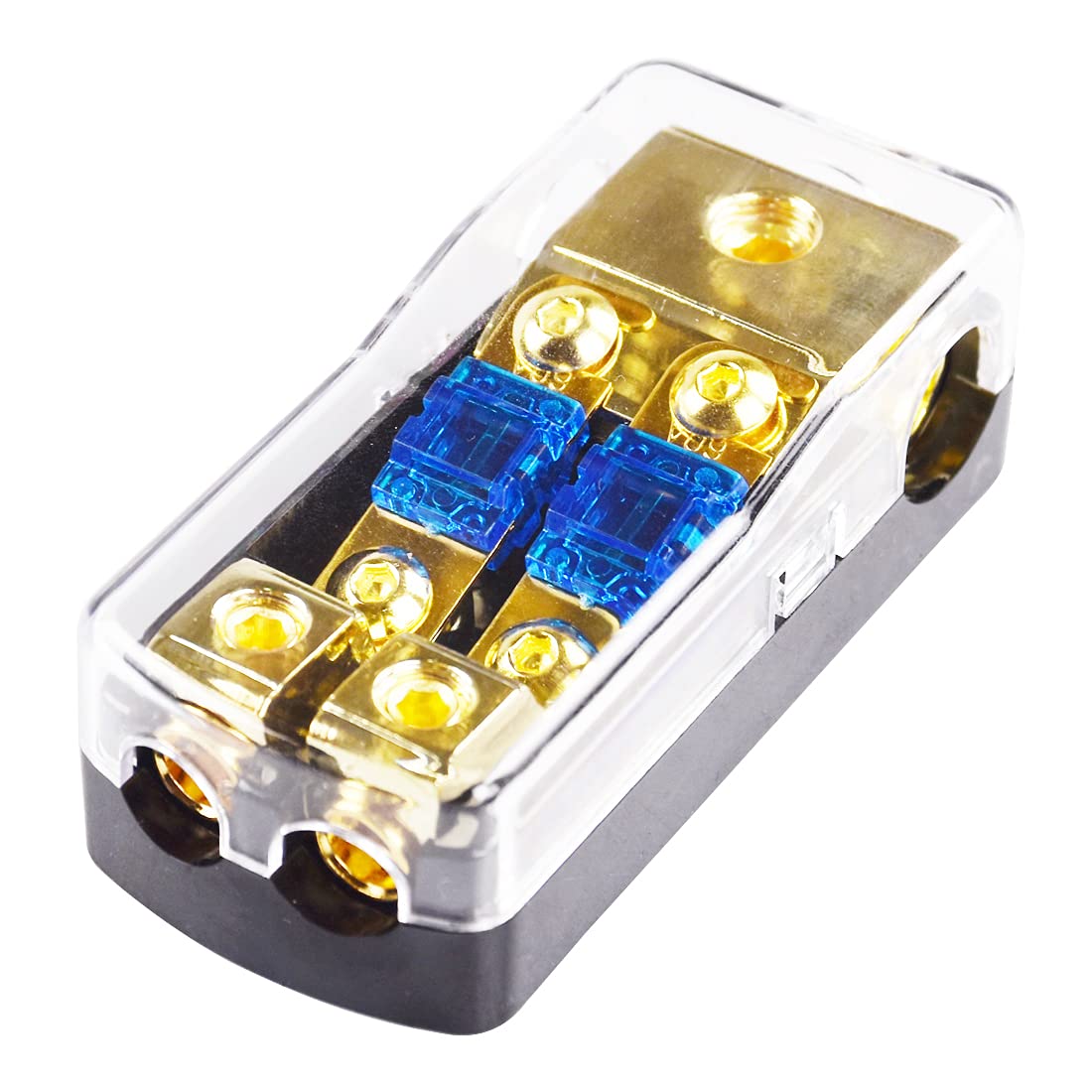 Mini-Anl Fuse Holder Hifi Auto Fuse Distribution Block 60 Amp 12 V Fusible Support 0 2 4 Gauge In 4/8 Gauge Out (2 Way)