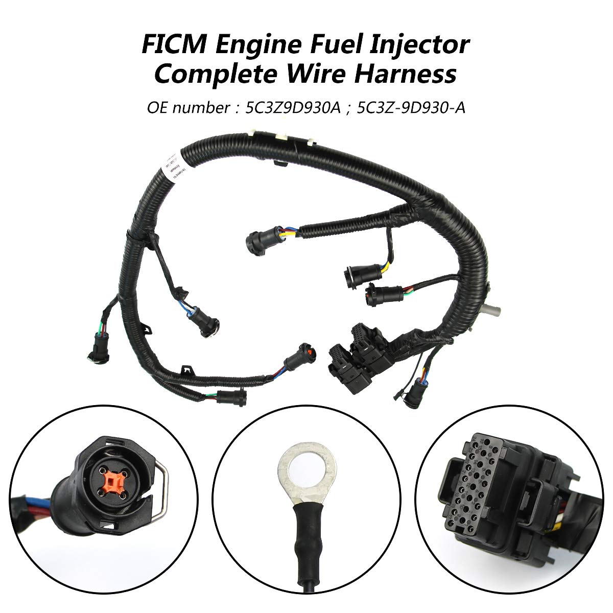 Tikscience Ficm Engine Fuel Injector Complete Wire Harness 5C3Z9D930A Fit For Ford F250 F350 F450 F550 Excursion 2003 2004 2005