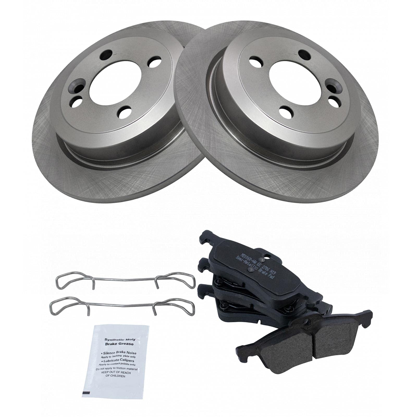 Trq Rear Brake Pad & Rotor Kit Brake Pads Brake Rotor Semi-Metallic Compatible With 2007-2008 Mini Cooper