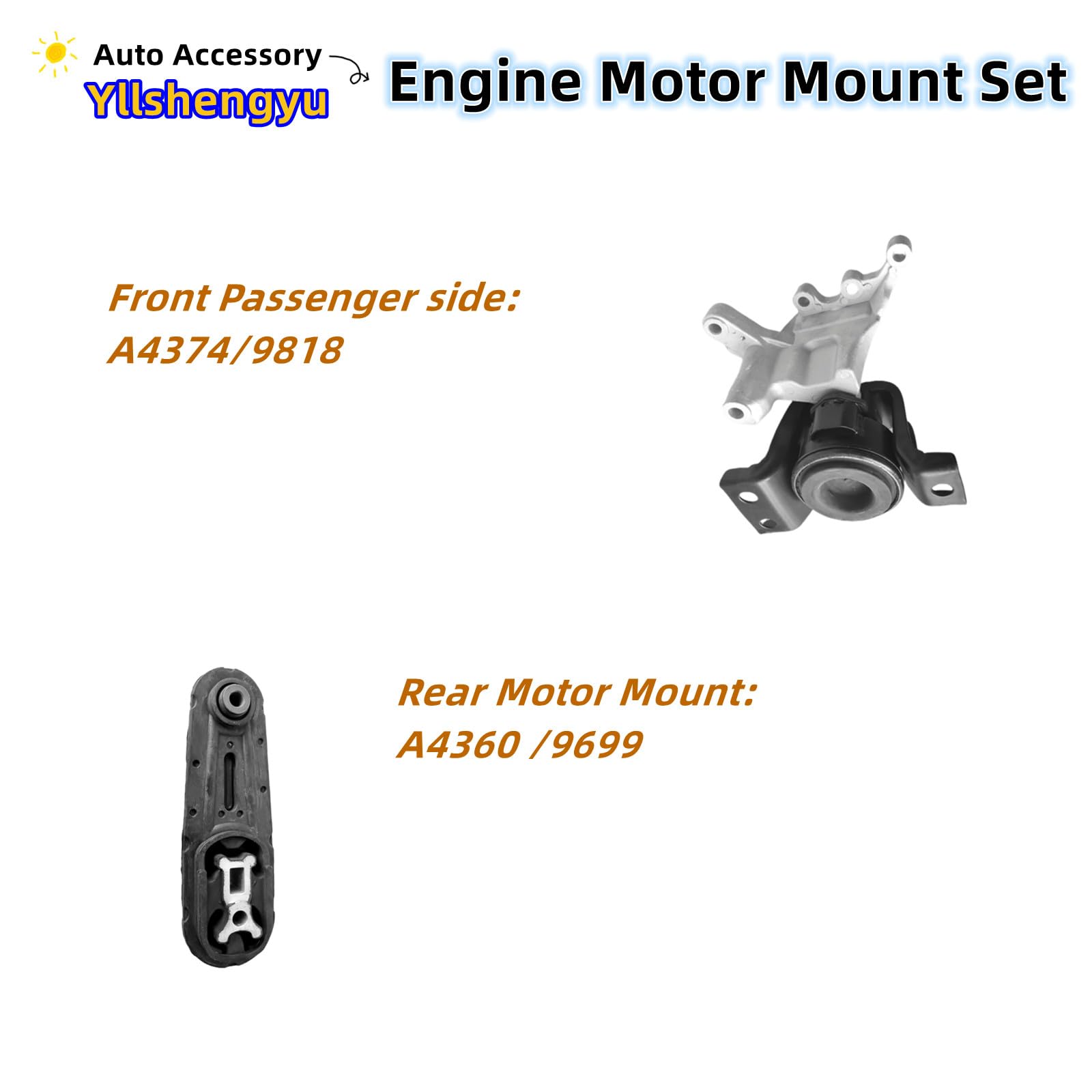 Yllshengyu 4PC Engine Motor & Transmission Mount Kit for Nissan Sentra 2013-2019 1.8L, Replaces A7382 A7376 A4360 A