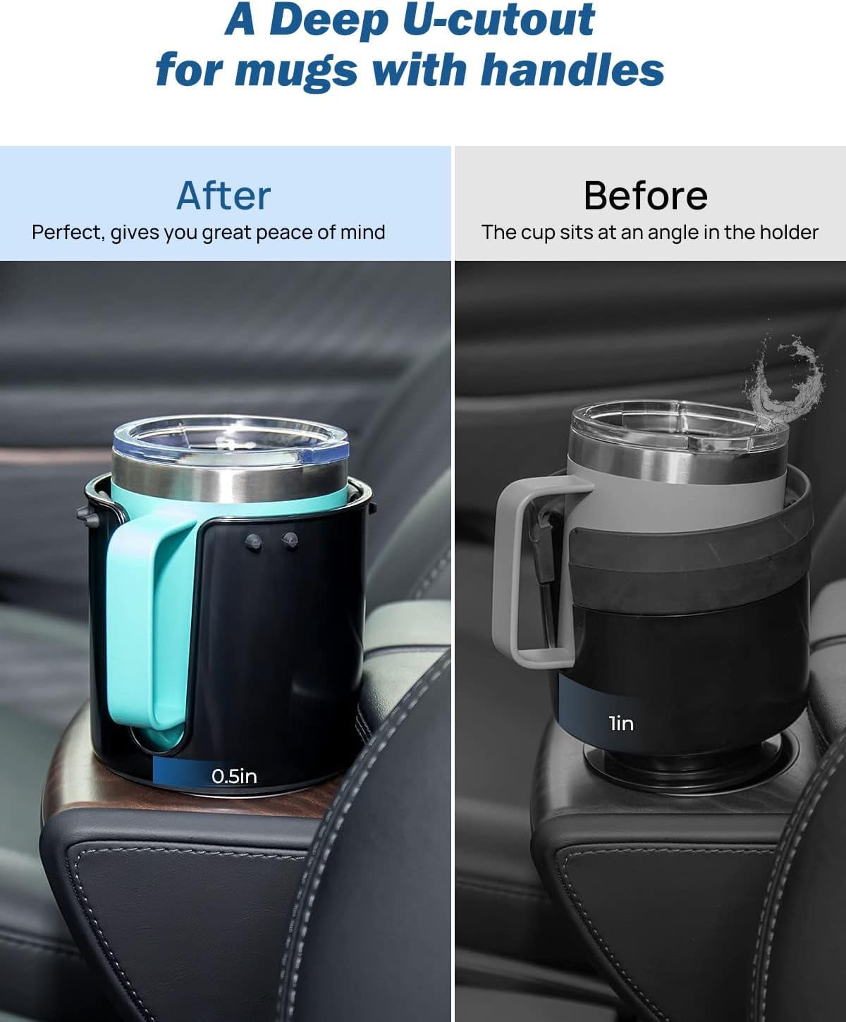 Joytutus Cup Holder Expander For Car, 2 Pack Car Cup Holder Expander For Yeti, Hydro Flask, Large Car Cup Holders Hold 18-40 Oz