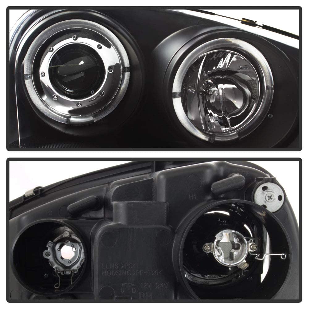 ACANII LED Halo Projector Headlights for 2006-2009 VW GTI Jetta Rabbit, Black Housing, Halogen Model